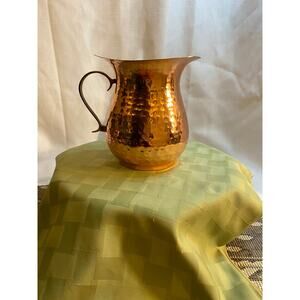 Hammered Copper Shiny Pitcher Vase BrassHandle Decorative Only. 6 inch tall VGUC